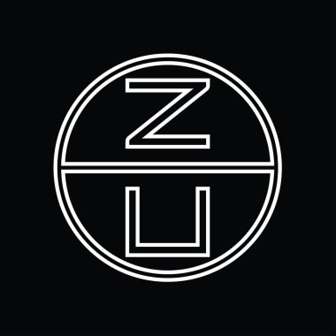 UZ Logo monogram abstract inside circle stripe vector images design template