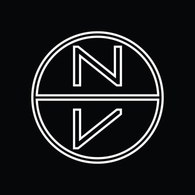 VN Logo monogram abstract inside circle stripe vector images design template