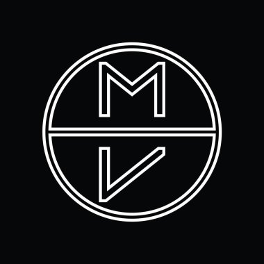 VM Logo monogram abstract inside circle stripe vector images design template