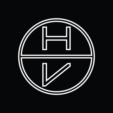 VH Logo monogram abstract inside circle stripe vector images design template