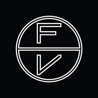 VF Logo monogram abstract inside circle stripe vector images design template