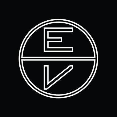 VE Logo monogram abstract inside circle stripe vector images design template