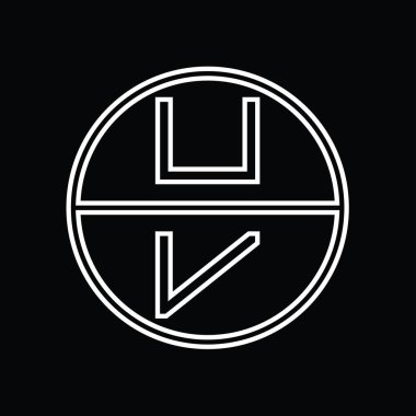 VU Logo monogram abstract inside circle stripe vector images design template