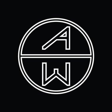 WA Logo monogram abstract inside circle stripe vector images design template