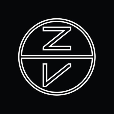 VZ Logo monogram abstract inside circle stripe vector images design template