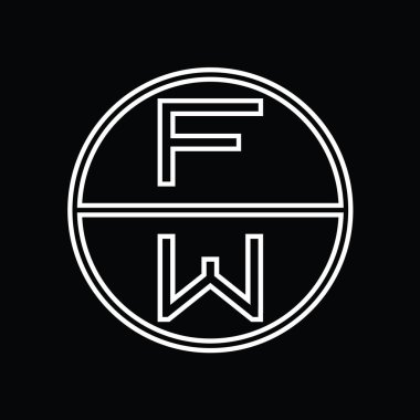 WF Logo monogram abstract inside circle stripe vector images design template