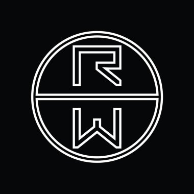 WR Logo monogram abstract inside circle stripe vector images design template