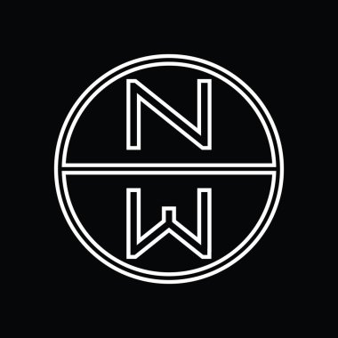 WN Logo monogram abstract inside circle stripe vector images design template