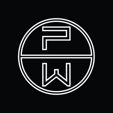 WP Logo monogram abstract inside circle stripe vector images design template