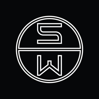 WS Logo monogram abstract inside circle stripe vector images design template