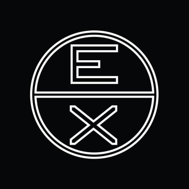 XE Logo monogram abstract inside circle stripe vector images design template