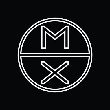 XM Logo monogram abstract inside circle stripe vector images design template