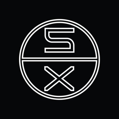 XS Logo monogram abstract inside circle stripe vector images design template