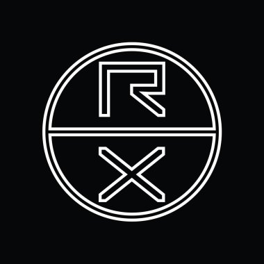 XR Logo monogram abstract inside circle stripe vector images design template