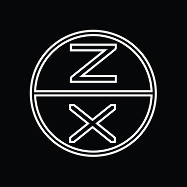 XZ Logo monogram abstract inside circle stripe vector images design template