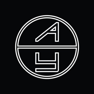 YA Logo monogram abstract inside circle stripe vector images design template