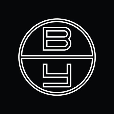 YB Logo monogram abstract inside circle stripe vector images design template