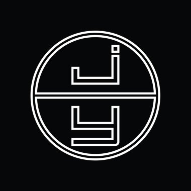 YJ Logo monogram abstract inside circle stripe vector images design template