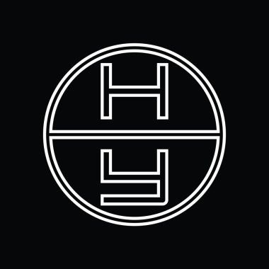 YH Logo monogram abstract inside circle stripe vector images design template