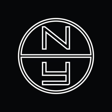 YN Logo monogram abstract inside circle stripe vector images design template