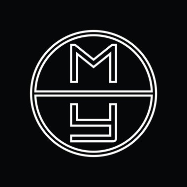 YM Logo monogram abstract inside circle stripe vector images design template