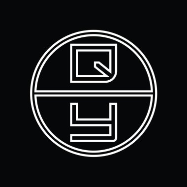 YQ Logo monogram abstract inside circle stripe vector images design template