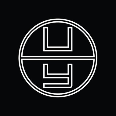 YU Logo monogram abstract inside circle stripe vector images design template