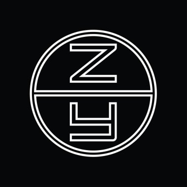 YZ Logo monogram abstract inside circle stripe vector images design template