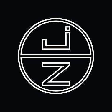 ZJ Logo monogram abstract inside circle stripe vector images design template