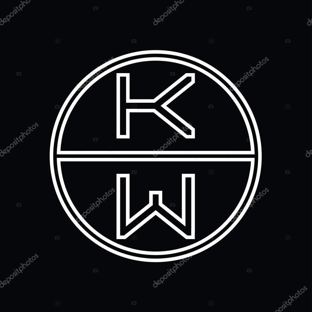 WK Logo monogram abstract inside circle stripe vector images design template