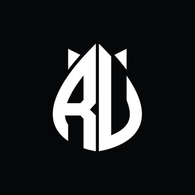 RU Logo monogram drops crown abstract shape vector images design template