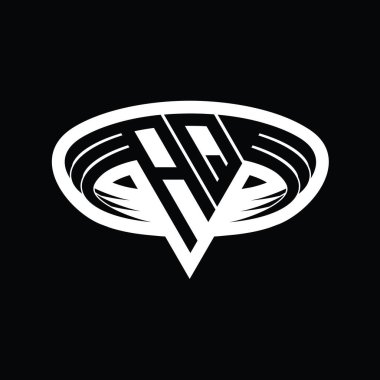 Üçgen biçimli dilimlenmiş izole tasarım şablonu içeren AQ Logo monogram harfi