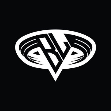 Üçgen biçimli dilimlenmiş izole tasarım şablonu içeren BL Logo monogram harfi