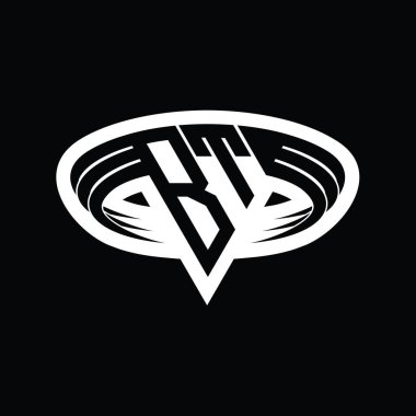Üçgen biçimli dilimlenmiş izole tasarım şablonu içeren BT Logo monogram harfi