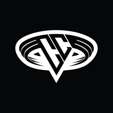 CC Logo monogram harfi üçgen biçimli dilimlenmiş tasarım şablonu