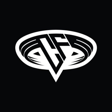 CF Logo monogram harfi üçgen biçimli dilimlenmiş tasarım şablonu