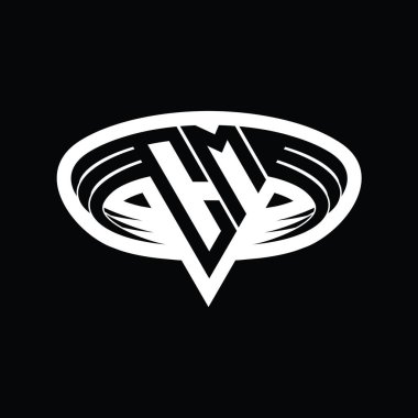 Üçgen biçimli dilimlenmiş izole tasarım şablonu içeren CM Logo monogram harfi