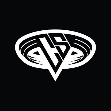 Üçgen biçimli dilimlenmiş izole tasarım şablonu içeren CS Logo monogram harfi