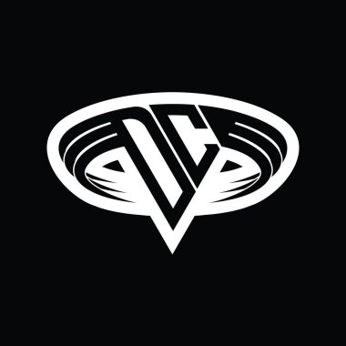 DC Logo monogram harfi üçgen biçimli dilimlenmiş tasarım şablonu