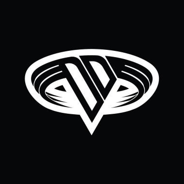 Üçgen biçimli dilimlenmiş tasarım şablonu içeren DD Logo monogram harfi