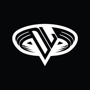 Üçgen biçimli dilimlenmiş izole tasarım şablonu içeren DL Logo monogram harfi