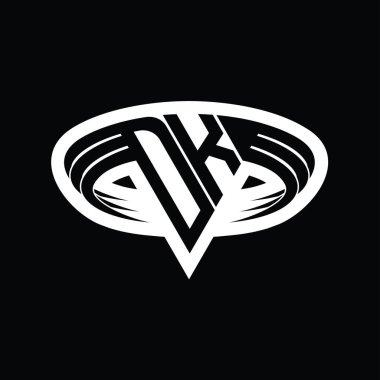 Üçgen biçimli dilimlenmiş izole tasarım şablonu içeren DK Logo monogram harfi
