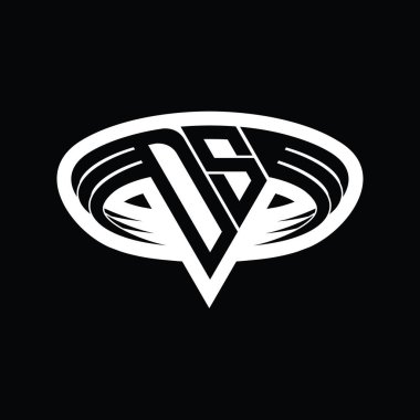 DS Logo monogram harfi üçgen biçimli dilimlenmiş tasarım şablonu
