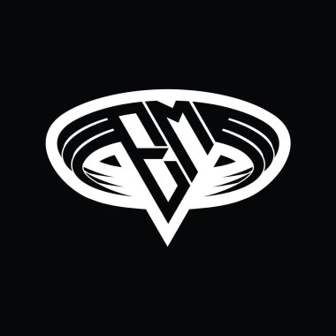 Üçgen biçimli, dilimlenmiş tasarım şablonlu EM Logo monogram harfi