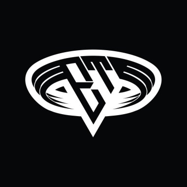 Üçgen biçimli, dilimlenmiş dış hat tasarım şablonlu ET Logo harfleri