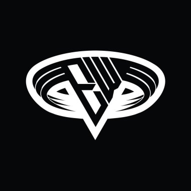 EW Logo monogram harfi üçgen biçimli dilimlenmiş tasarım şablonu