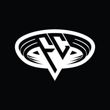 FC Logo monogram harfi üçgen biçimli dilimlenmiş tasarım şablonu