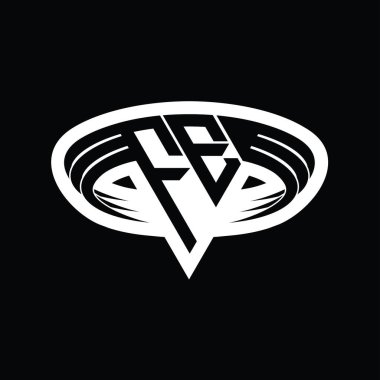 FE Logo üçgen dilimi izole tasarım şablonu ile monogram harfi