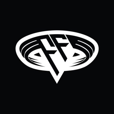 FF Logo üçgen dilimli monogram harfi izole edilmiş tasarım şablonu