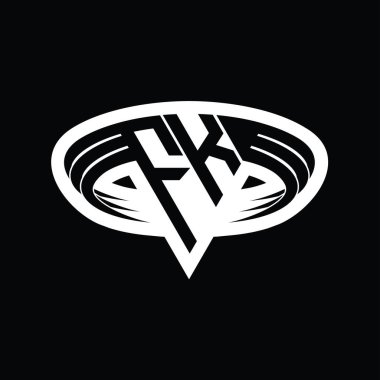 FK Logo monogram harfi üçgen biçimli dilimlenmiş tasarım şablonu